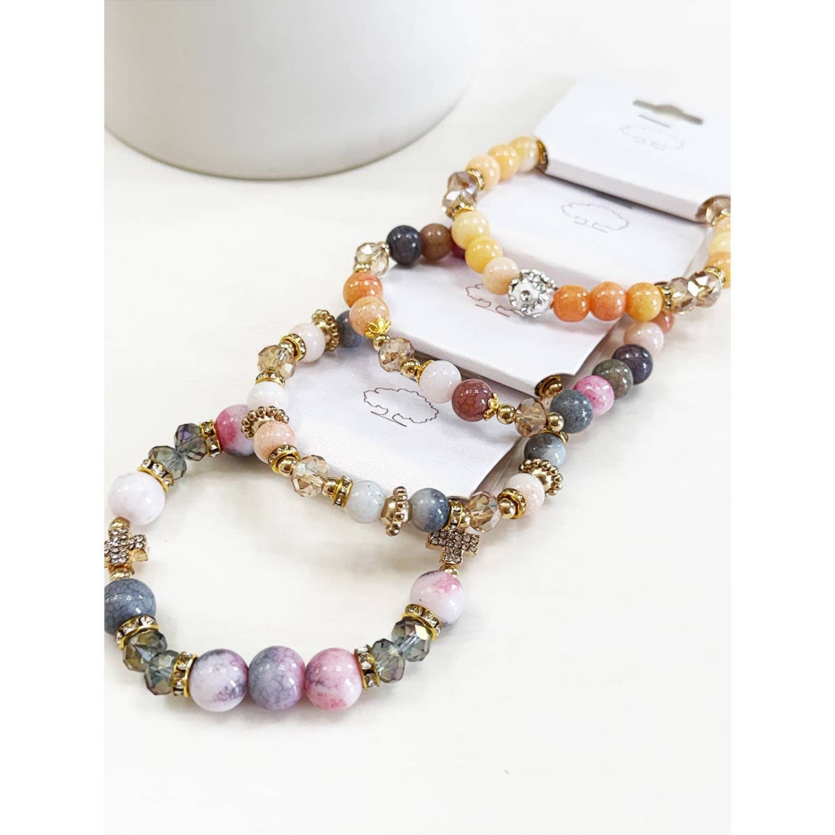 Soft Shades of Mix Bead Stretch Bracelets