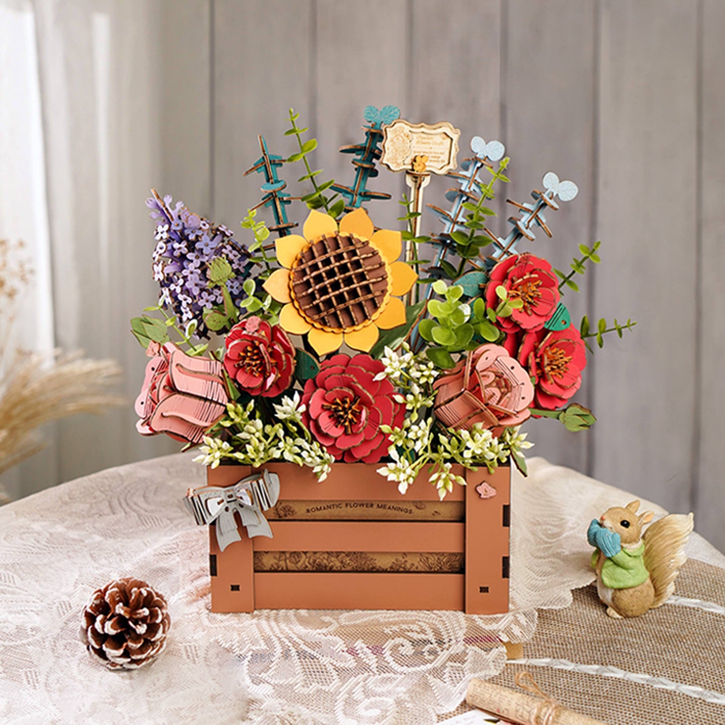 DIY 3D Flower Puzzle Wooden Bloom Box
