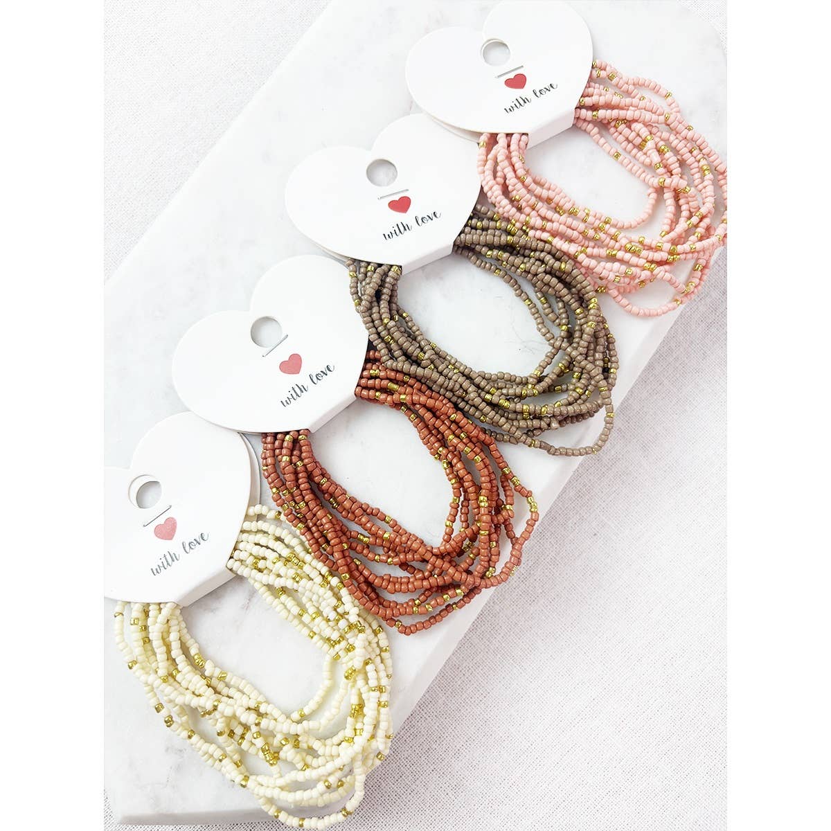 Multi Tone Stacked Seed Bead Bracelet