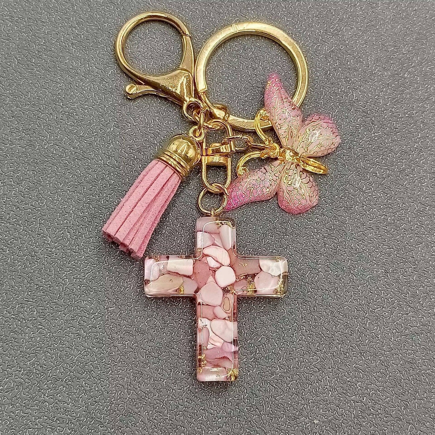 Multi-style Acrylic Butterfly Resin Cross Pendant  Keychains