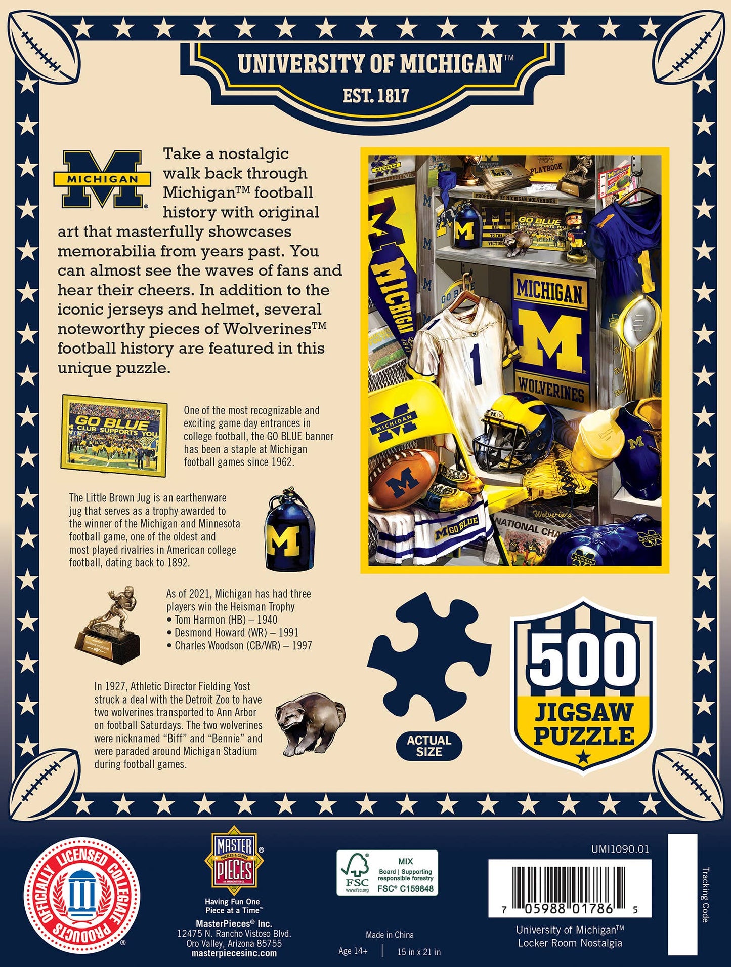 Michigan Wolverines - Locker Room 500 Piece Puzzle