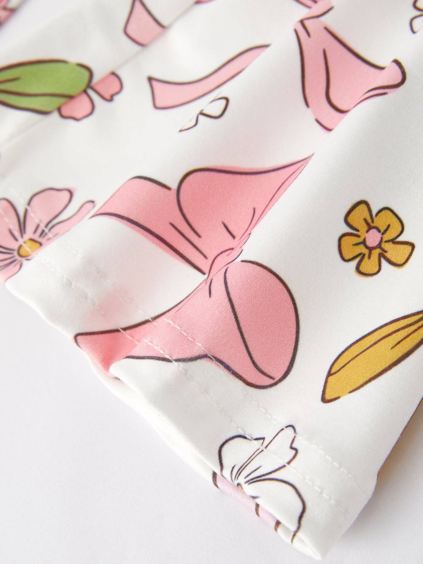 Yellow Girls Top Bow Floral Print Bell Bottom Pants Set