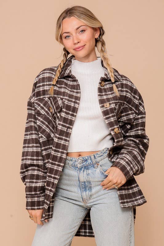 Fall Vibes Plaid Print Shacket