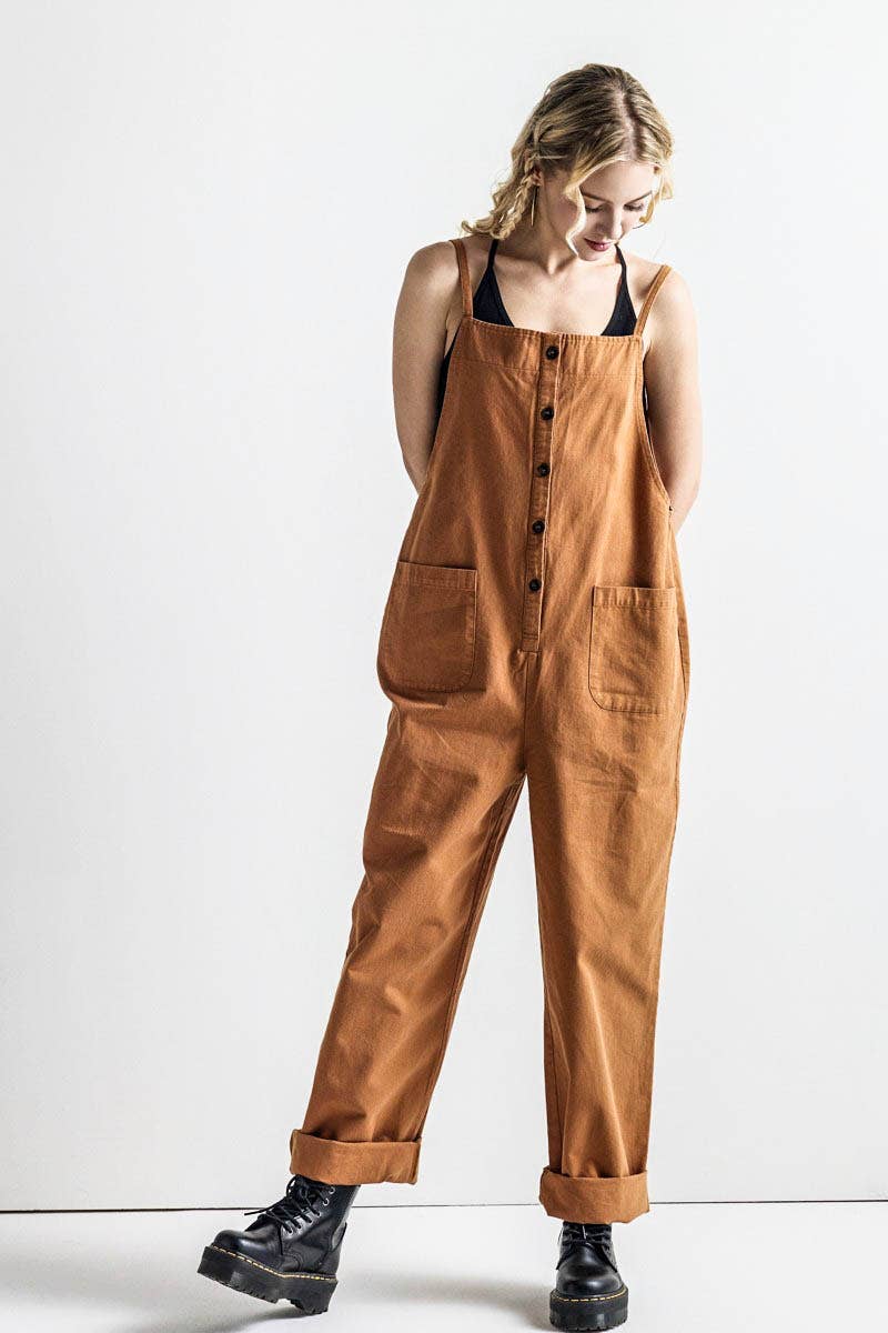 INJ1011 Button-Down Sleeveless Overall Jumpsuit