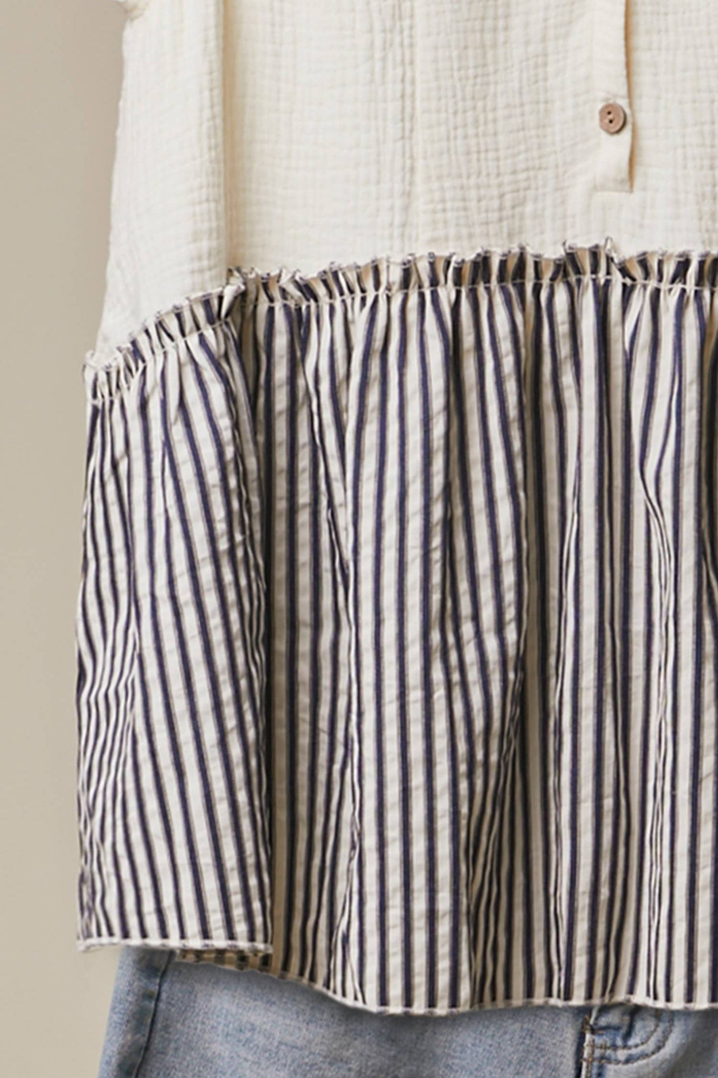 Striped Tiered Button Sleeveless Top