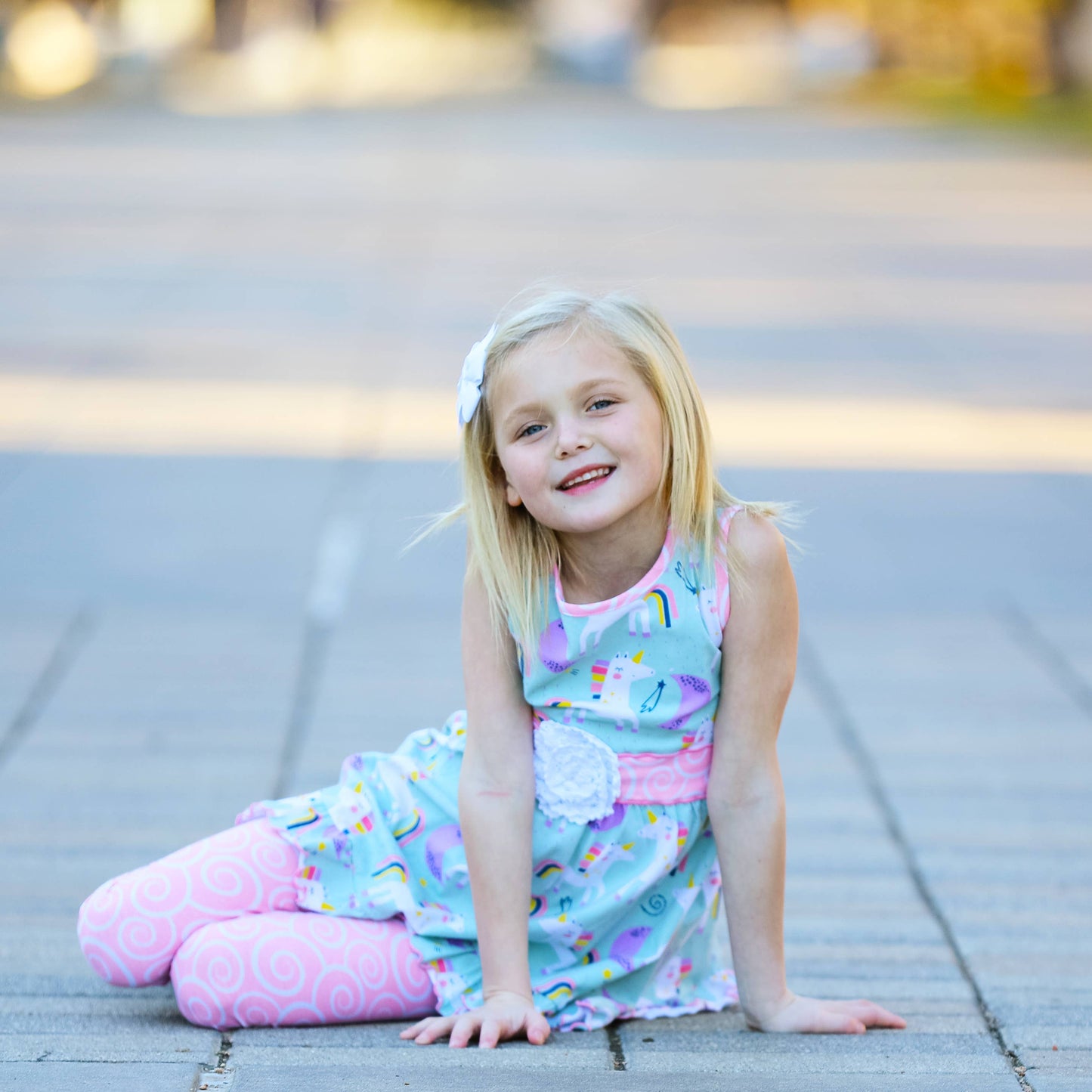 AnnLoren Girls Unicorn Dress & Pink Leggings