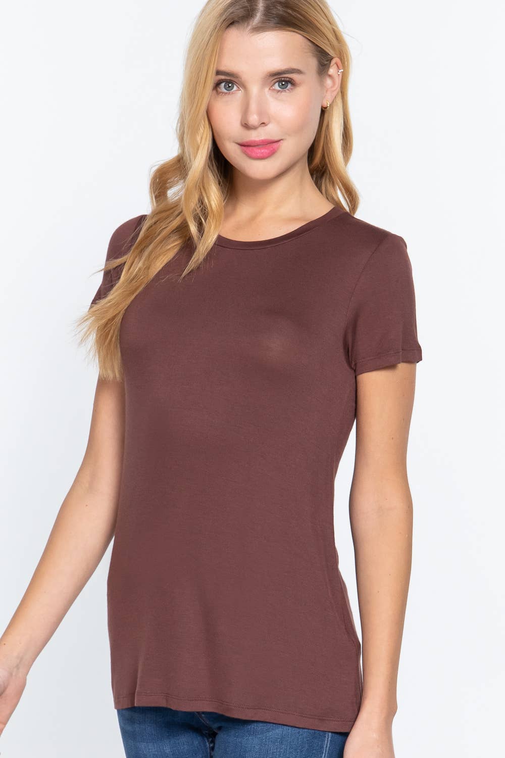 Short Sleeve Crew Neck Rayon Spandex Jersey Top