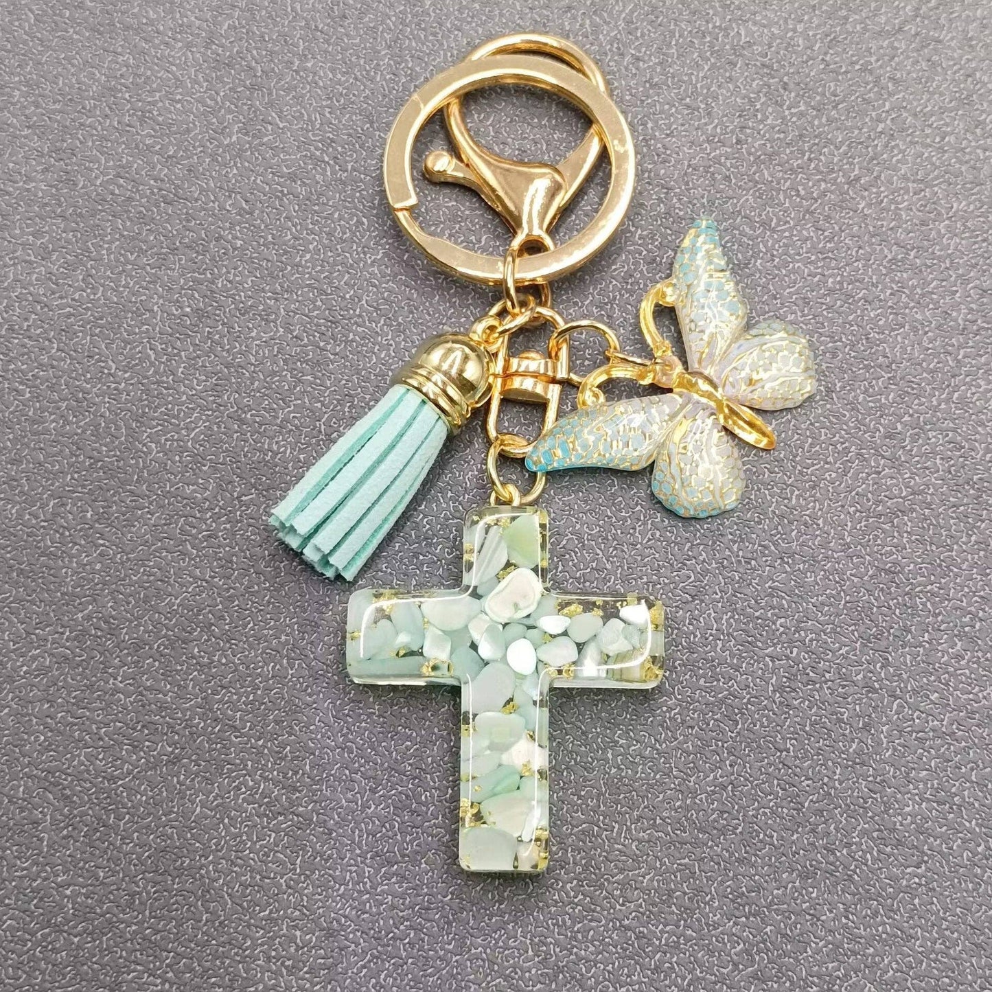 Multi-style Acrylic Butterfly Resin Cross Pendant  Keychains
