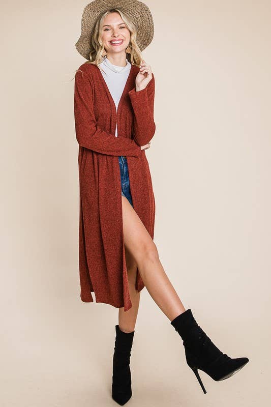 Two-Tone Ribbed Longline Cardigan