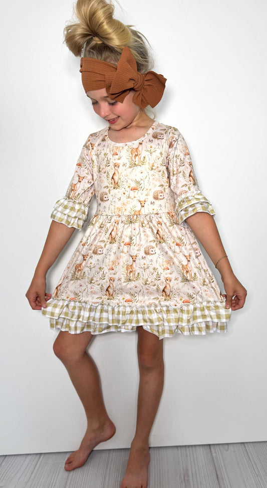 Sage Woodland Girls Dress