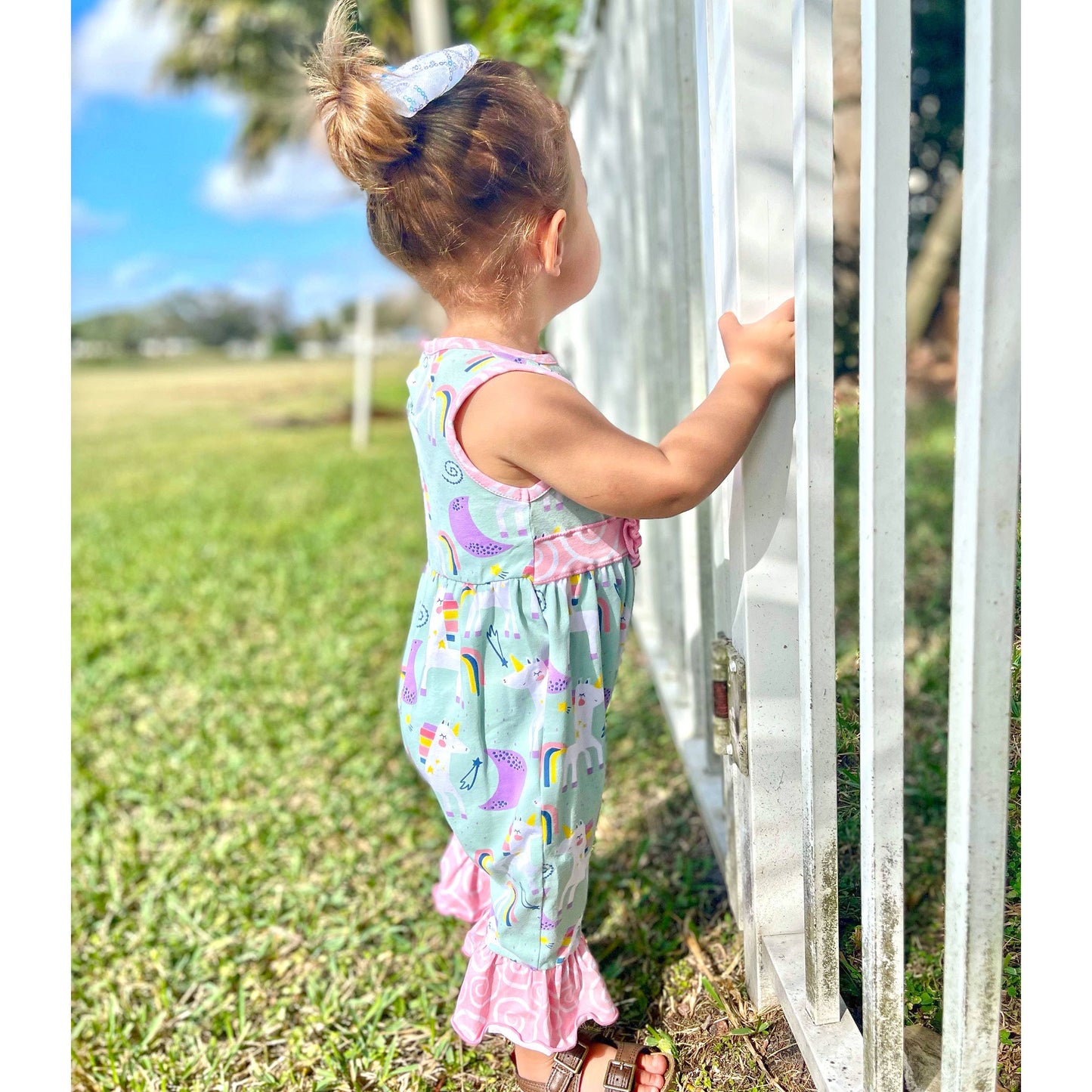 AnnLoren Toddler Unicorn & Rainbow Baby Girls Romper PrePack