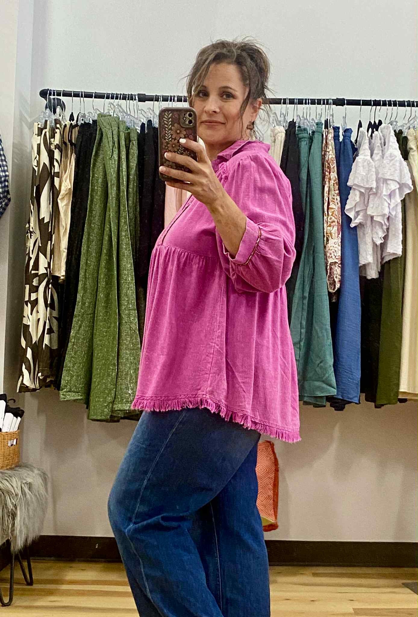 UMGEE - Linen Baby Doll Collared Top