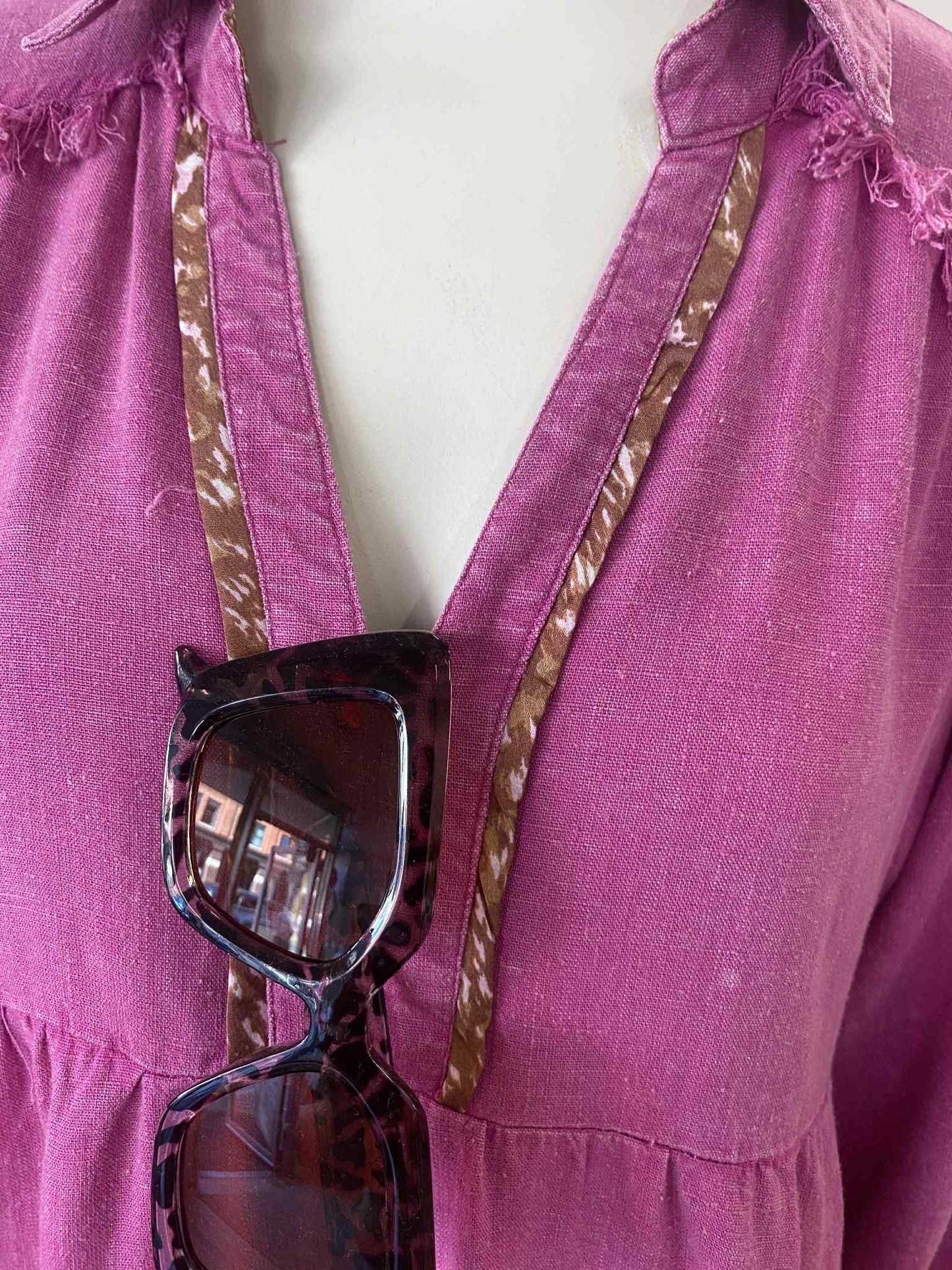UMGEE - Linen Baby Doll Collared Top