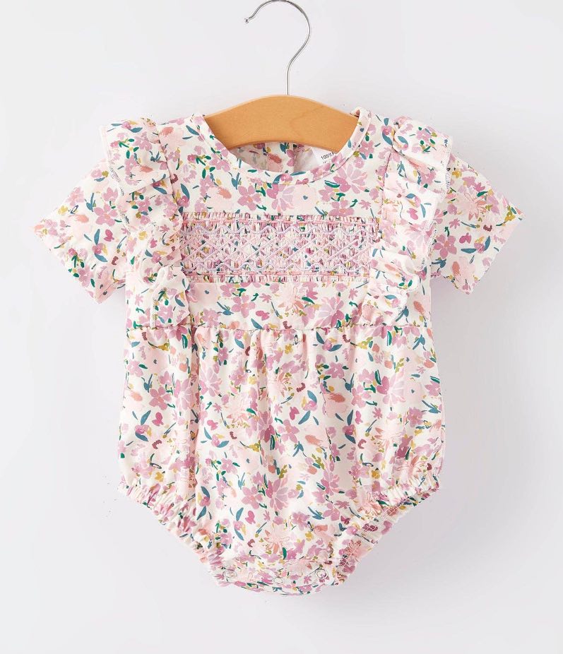 Smocking Embroidered Romper