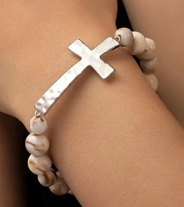 Retro and Stone Cross Bracelet