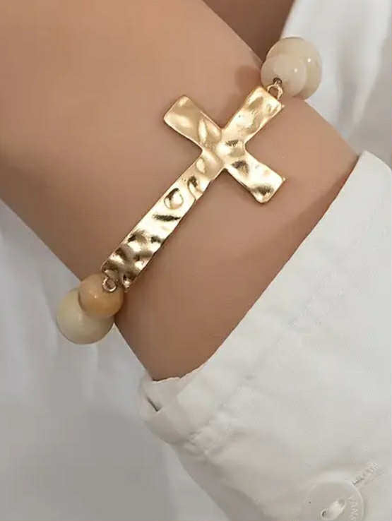 Retro and Stone Cross Bracelet