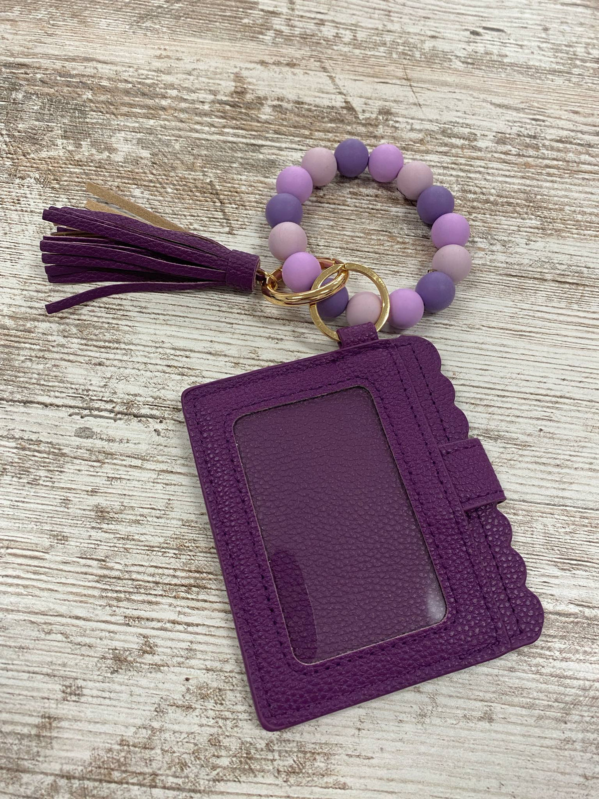 Solid Wallet Keychain Wristlet with ID Window