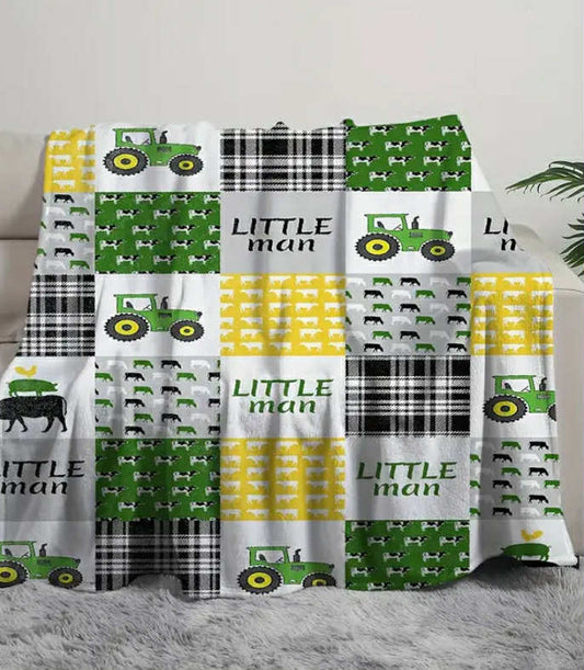 Little Man Tractor Blanket