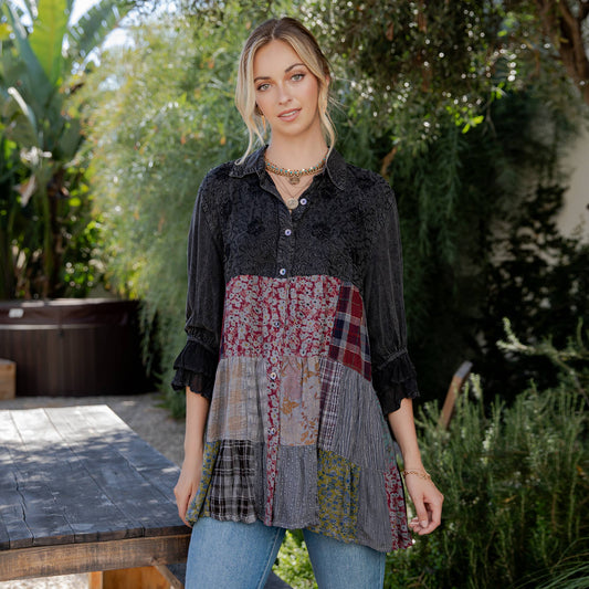 3/4 Ruffle Sleeves Boho Blouse Top