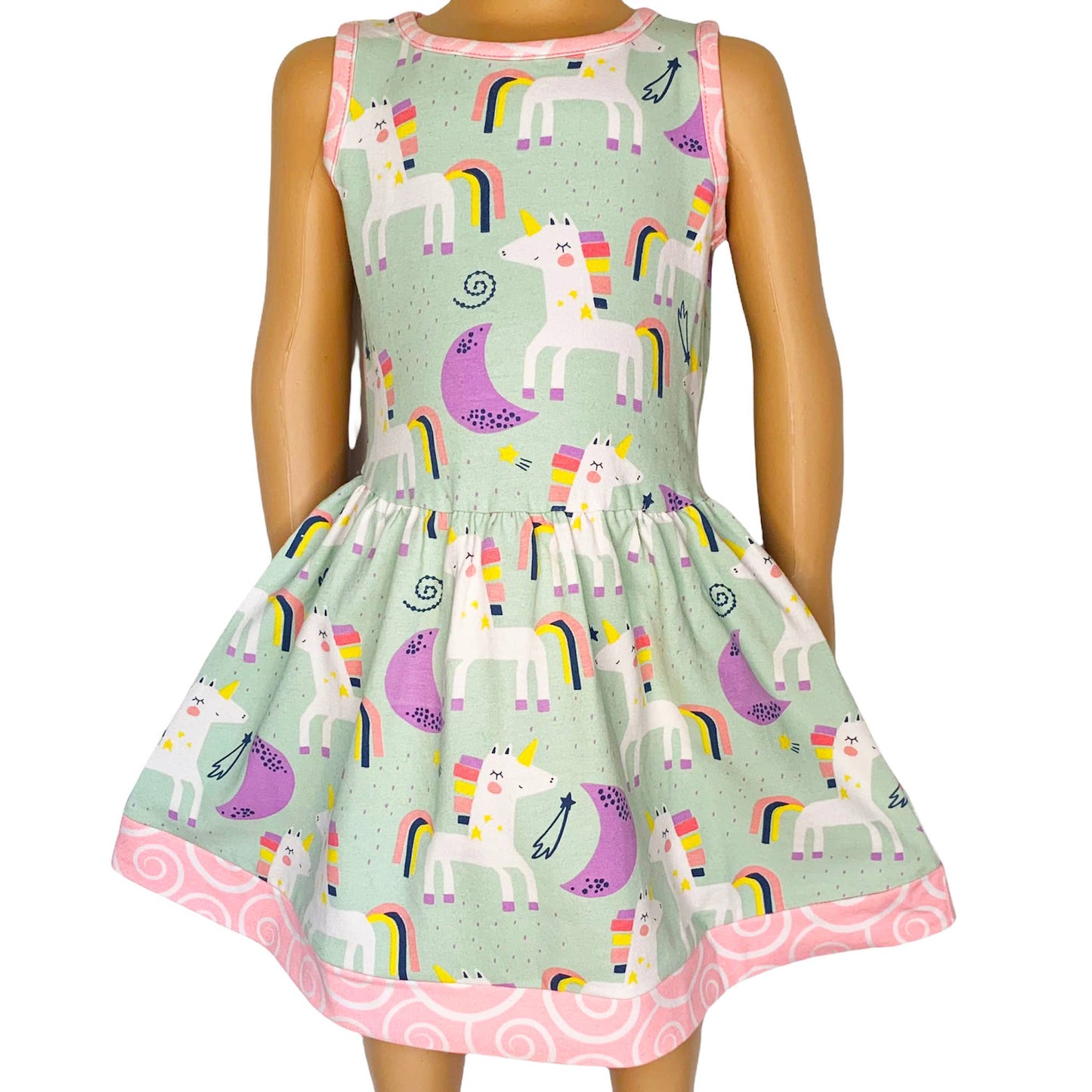 AnnLoren Girls Unicorns Rainbows Spring Dress