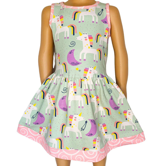 AnnLoren Girls Unicorns Rainbows Spring Dress