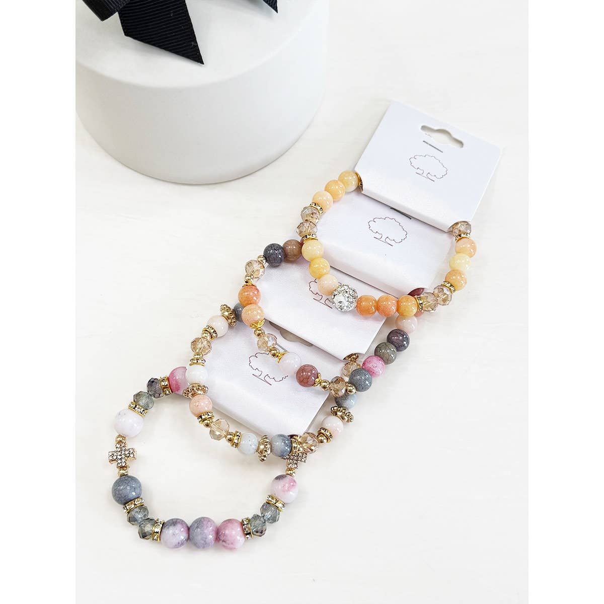 Soft Shades of Mix Bead Stretch Bracelets