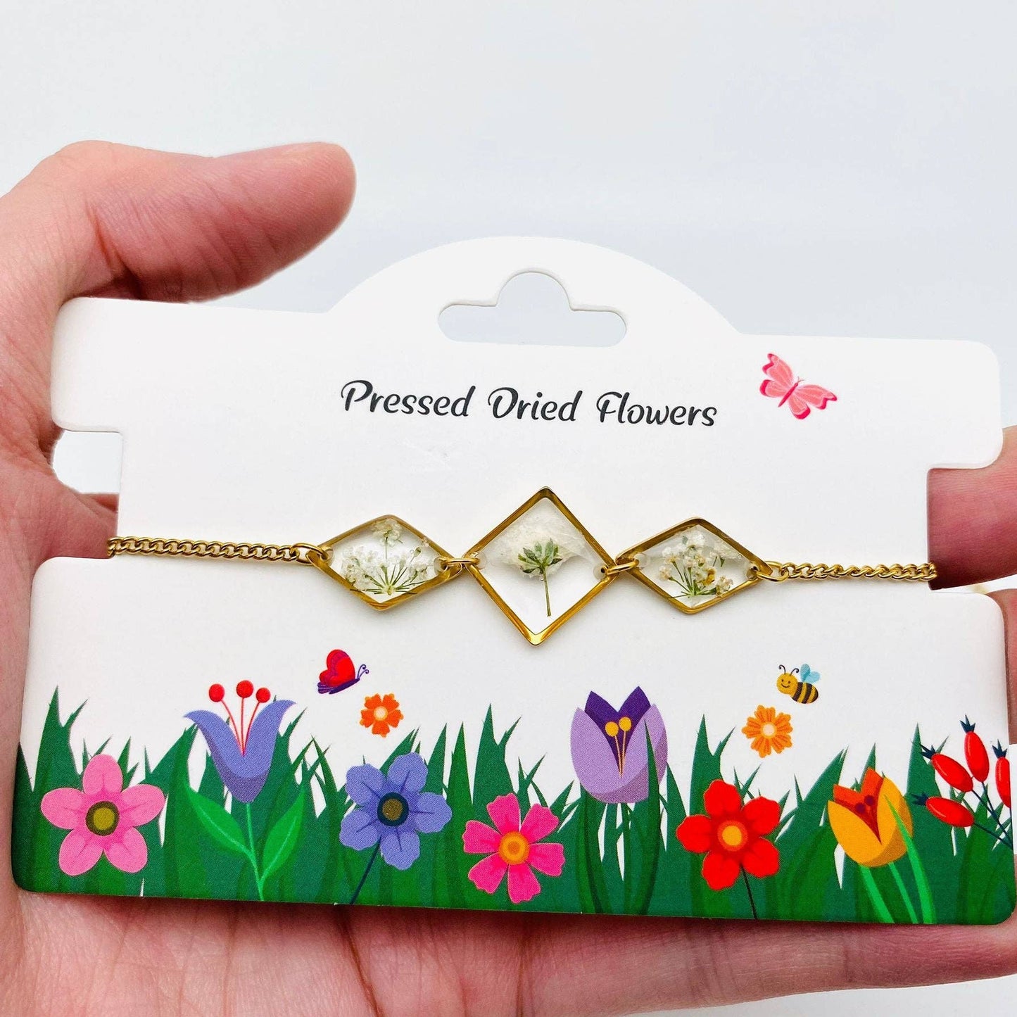 Dried Flowers Floral Geometric Bracelet