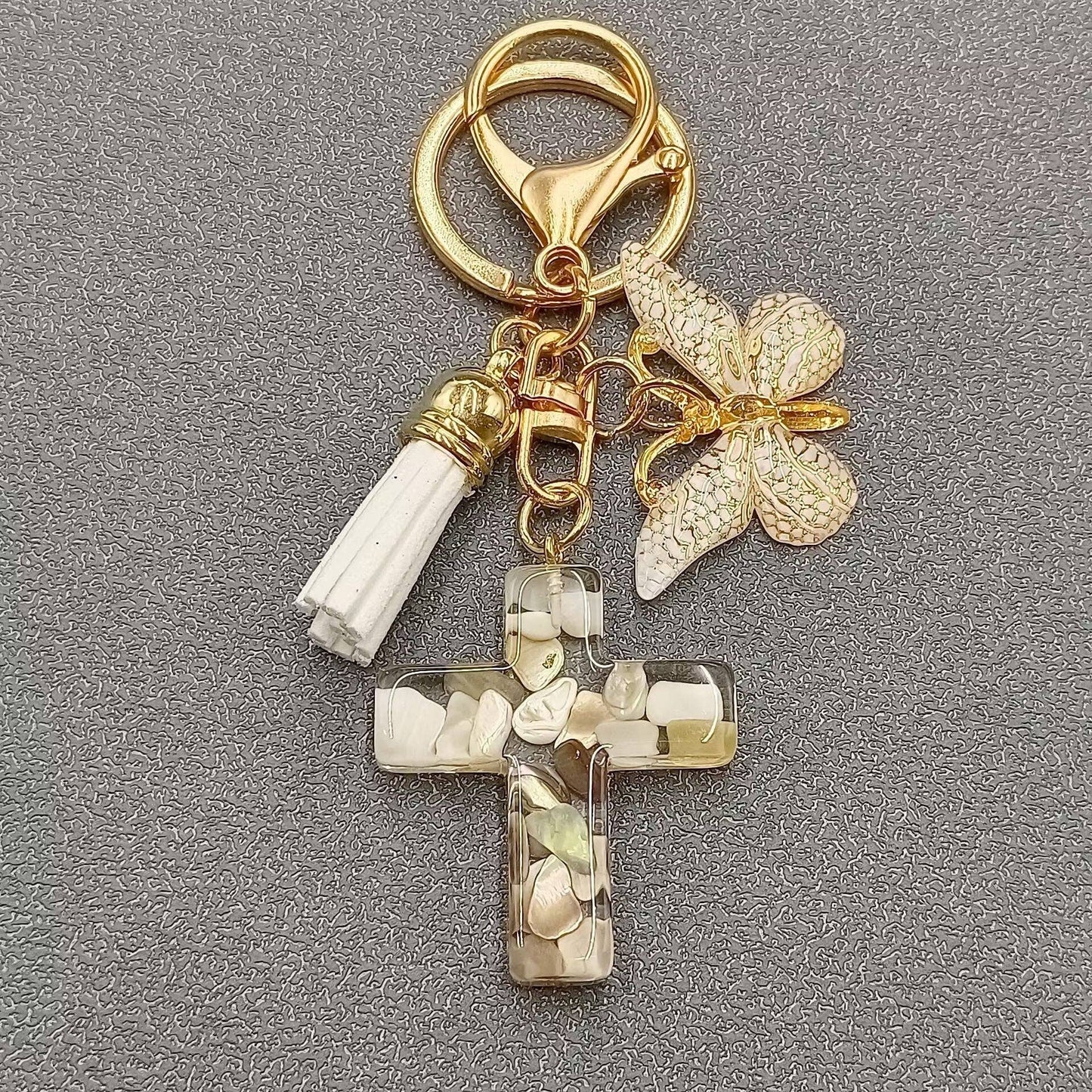 Multi-style Acrylic Butterfly Resin Cross Pendant  Keychains