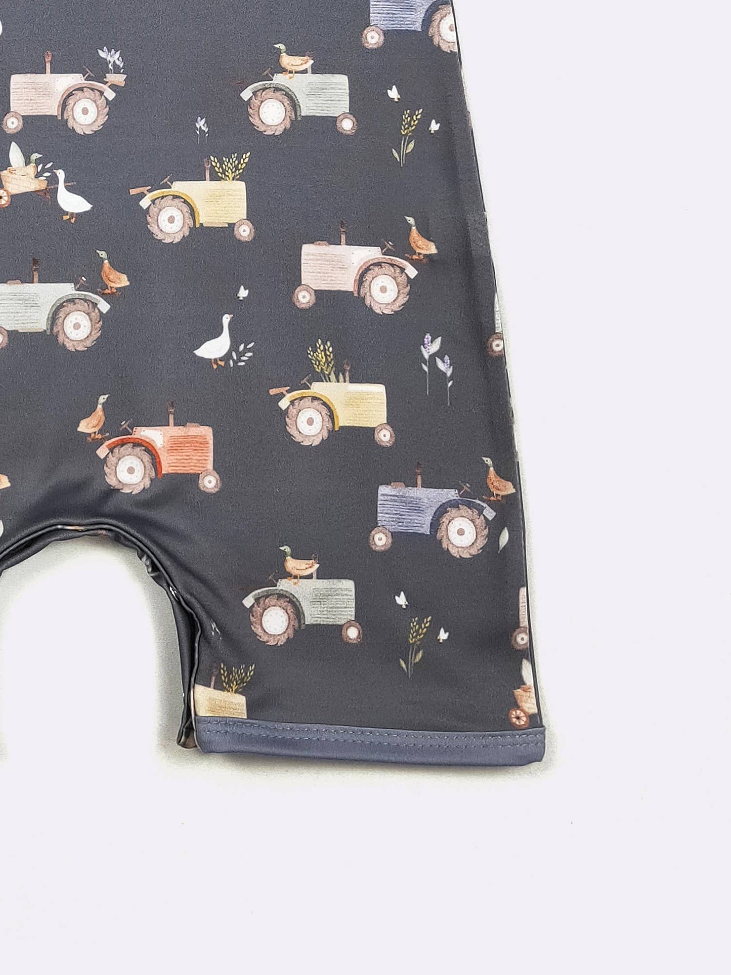 Navy Tractor Boy Romper