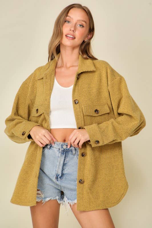 Brushed Button Down Shaket