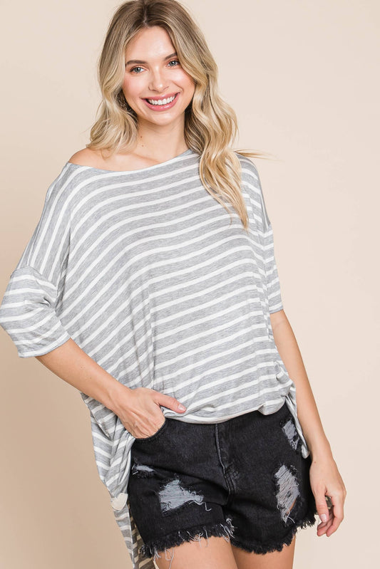 ETK-4107 Nautical Striped Tunic Top