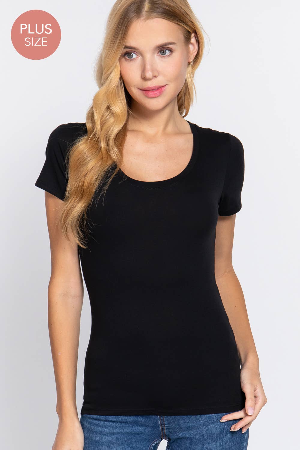 Short Sleeve Scoop Neck Cotton Jersey Top